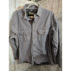 Cabelas Shacket Long Sleeve Button Up Shirt Men’s Sz L Grey Flannel Lined